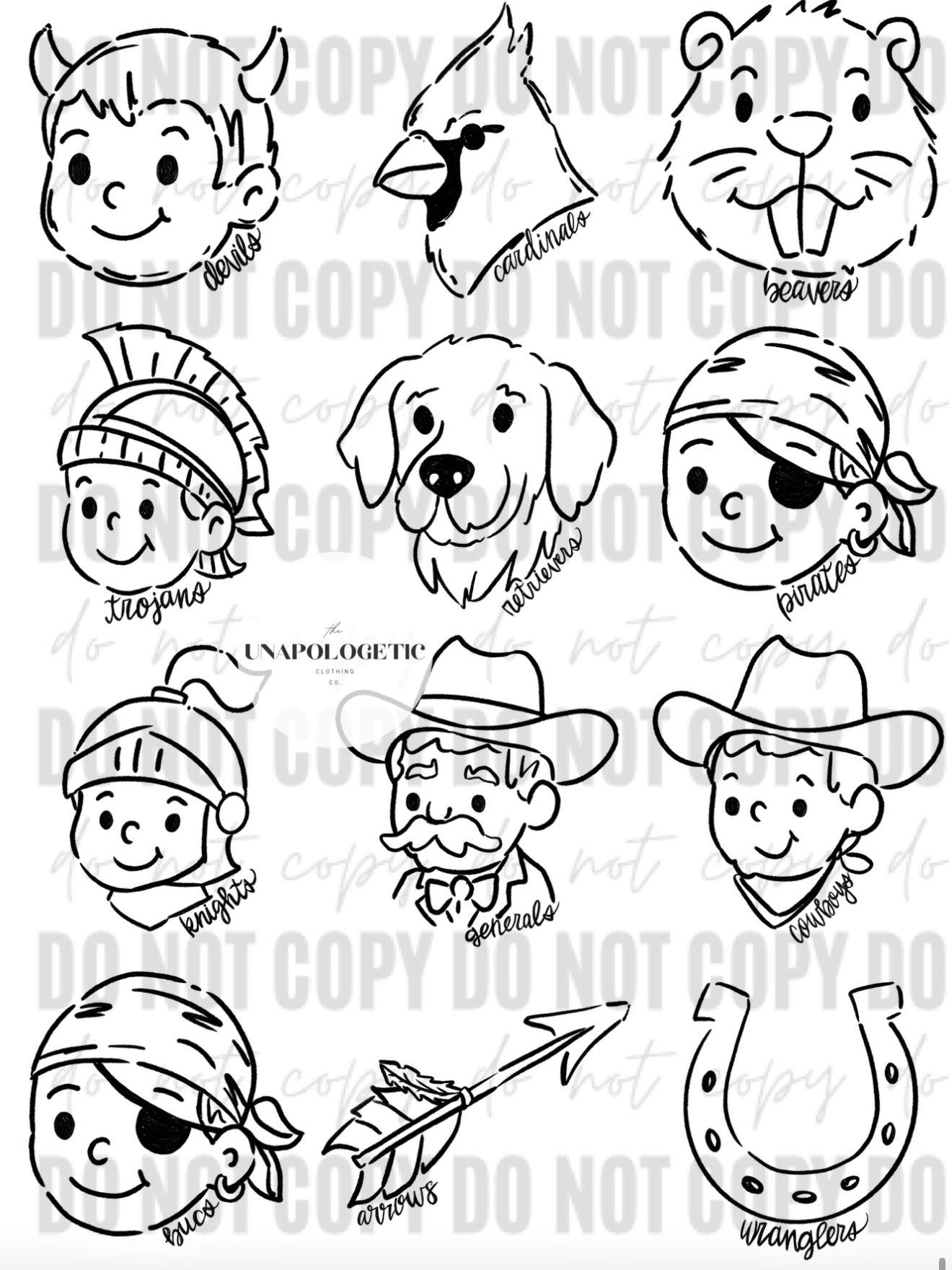 Tie Dye Mascot Doodles - WS