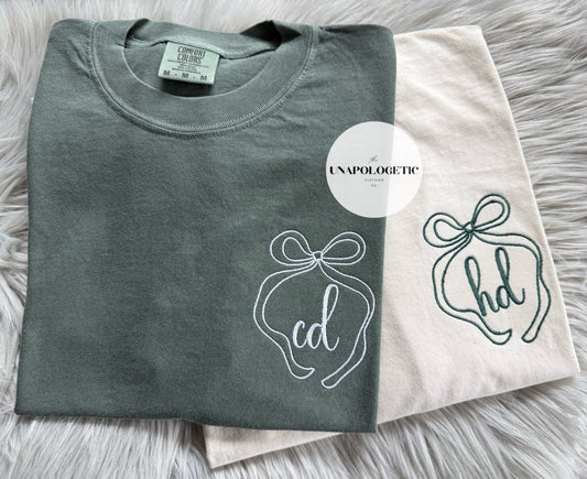 Bow Monogram Embroidered -WS