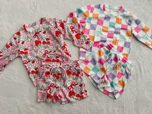Custom Kids Waffle Long Sleeve + Shorts Set