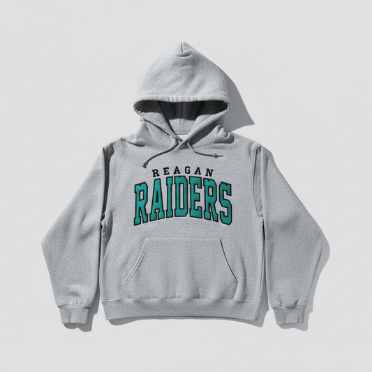 Reagan Raiders Arched Varsity Fabric Applique Embroidered Hoodie