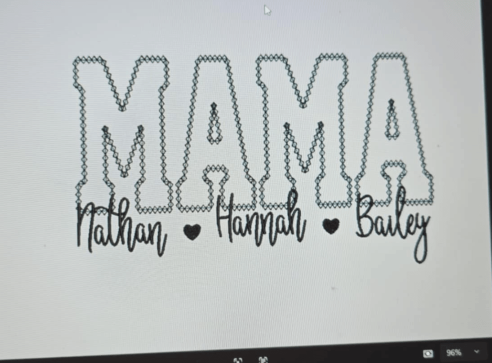 Personalized Mama Diamond Edge Appliqué Shirt | Custom Embroidered Name Shirt