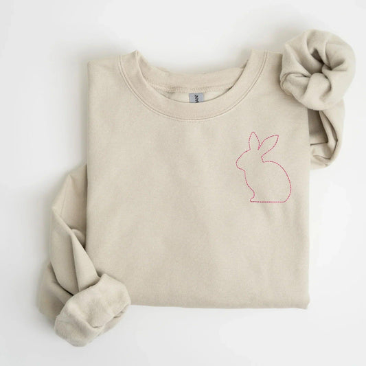 Stitched Bunny Left Chest Embroidered Sweatshirt | QUICK SHIP