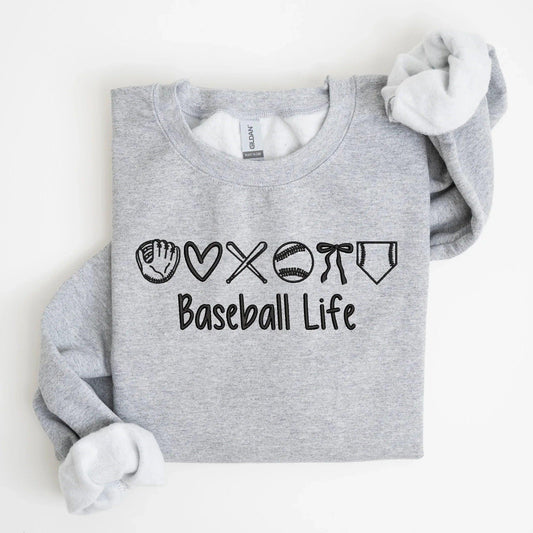 Baseball Life Embroidered Sweatshirt - QUICK SHIP
