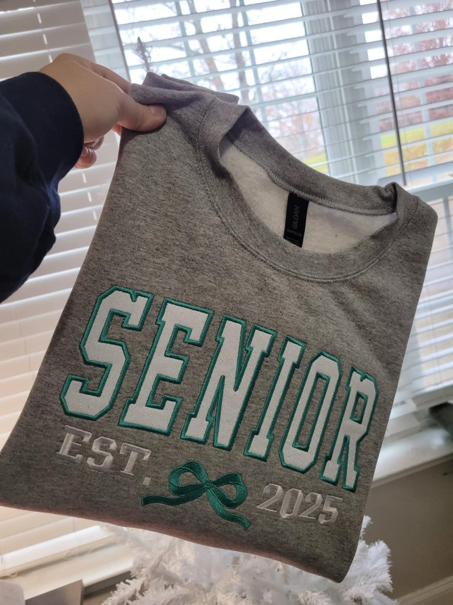 Senior Varsity Shirt | Embroidered Glitter Appliqué Graduation Tee, Sweatshirt & Hoodie