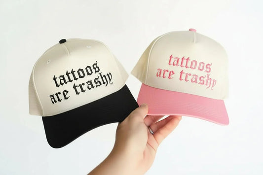 Tattoos Are Trashy Embroidered Adjustable Five-Panel Twill Hat