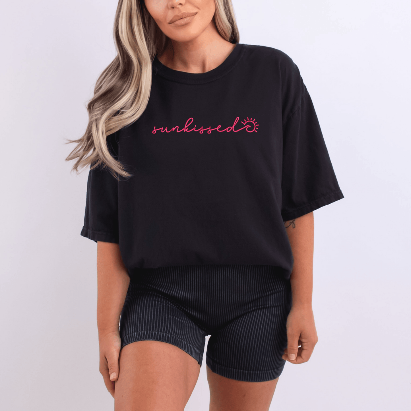 Sunkissed Summer Embroidered Comfort Color Short Sleeve Shirt or Tank Top