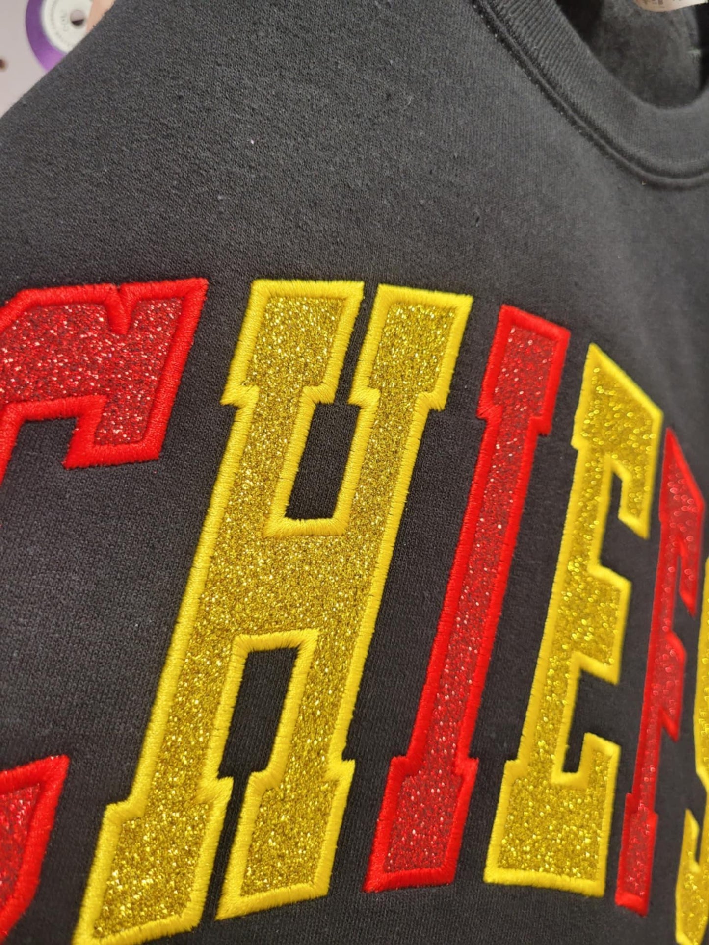 Varsity Two Color Glitter Applique Embroidered Shirt | Custom Personalization Available