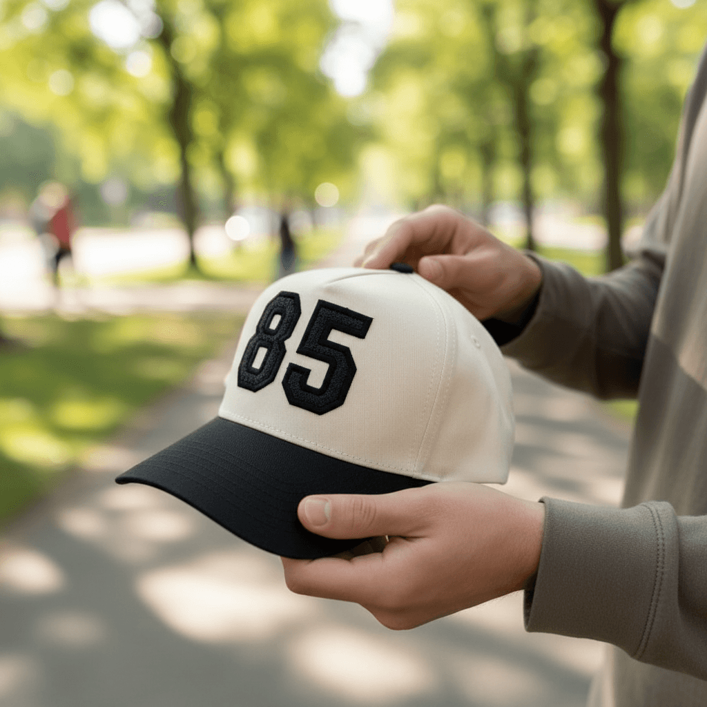 Collegiate Number or Letter Glitter HTV or Fabric Applique Embroidered Adjustable Five-Panel Twill Hat