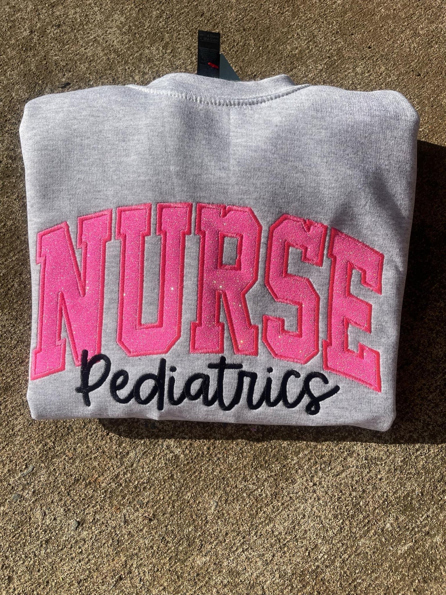 Varsity Glitter Applique Embroidered Shirt | Custom September Script & Personalized Sleeve | Merch Girls