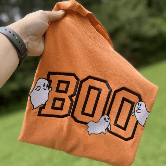 Embroidered BOO Ghost Halloween Shirt