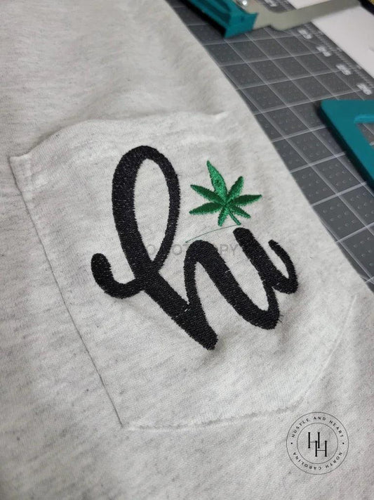 "hi" Gildan Ultra Cotton Embroidered Pocket Tee