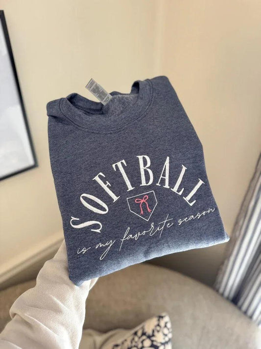 Softball Is My Favorite Season Embroidered Sweatshirt