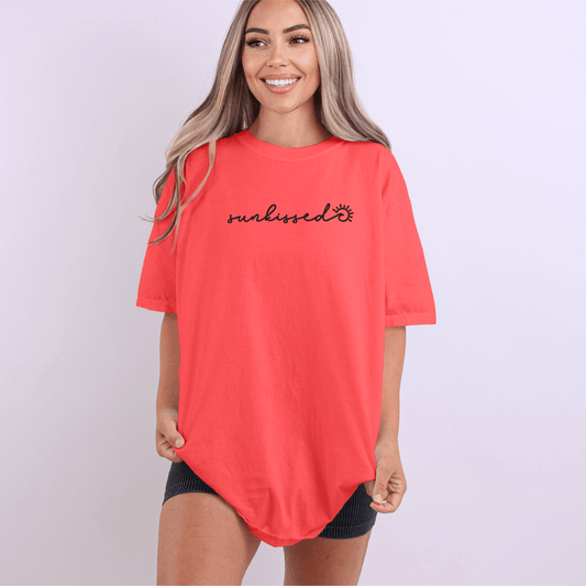 Sunkissed Summer Embroidered Comfort Color Short Sleeve Shirt or Tank Top