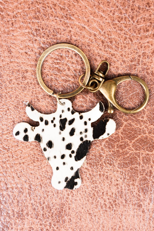 Star Valley Black Cow Steer Head Keychain